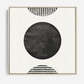 Obraz w ramie 50x50 - Tajemnicza Kompozycja - abstrakcyjne czarno białe formy, minimalizm - rama drewno