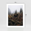 Plakat bez ramy 30x40 - Górski las - stary zniszczony domek w górach, góry