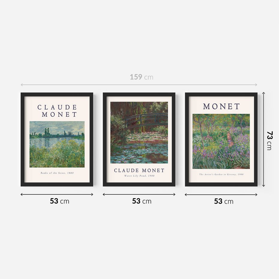 Zestaw obrazy w ramie 50x70 galeria - Monet, imprezjonizm, reprodukcja, sztuka - rama czarna