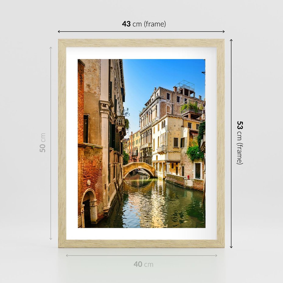 Plakat w ramie 40x50 - Magia Kanałów Weneckich - Wenecja, kanały - rama drewno
