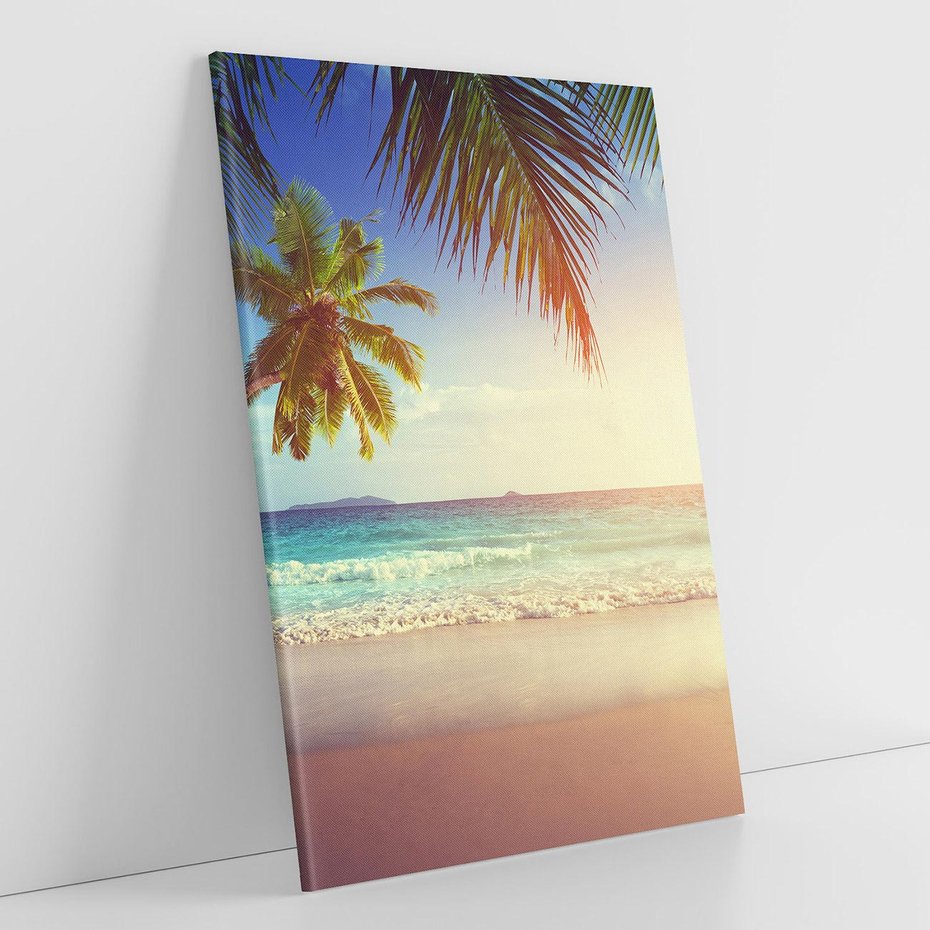 Obraz na płótnie 50x70 - Rajska plaża na Seszelach - Seszele, plaża