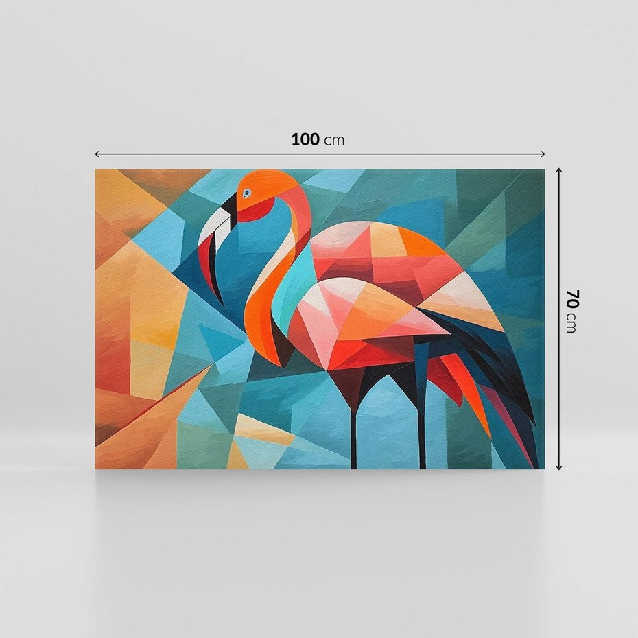 Obraz na płótnie 100x70 - Flamingo - postać flaminga, kubizm