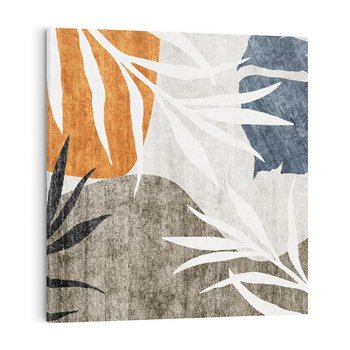 Obraz na płótnie 40x40 - Oddechy ciszy i ruchu - rzut liści palmy, monstery