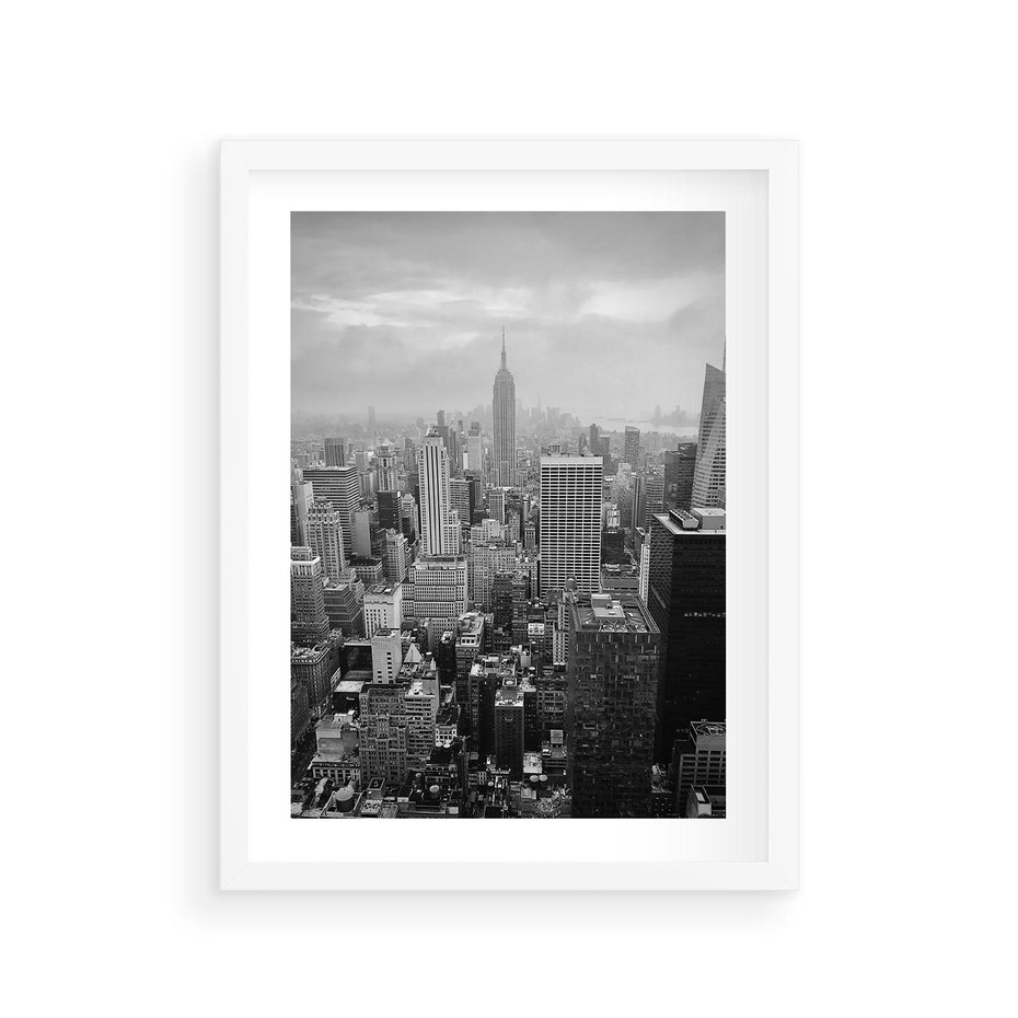 Plakat w ramie 30x40 - Majestatyczne Wysokości - Nowy Jork, wieżowce - rama biała