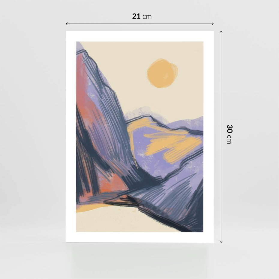 Plakat bez ramy 21x30 - Ponad Szczytami - pastelowy krajobraz, nowoczesny plakat