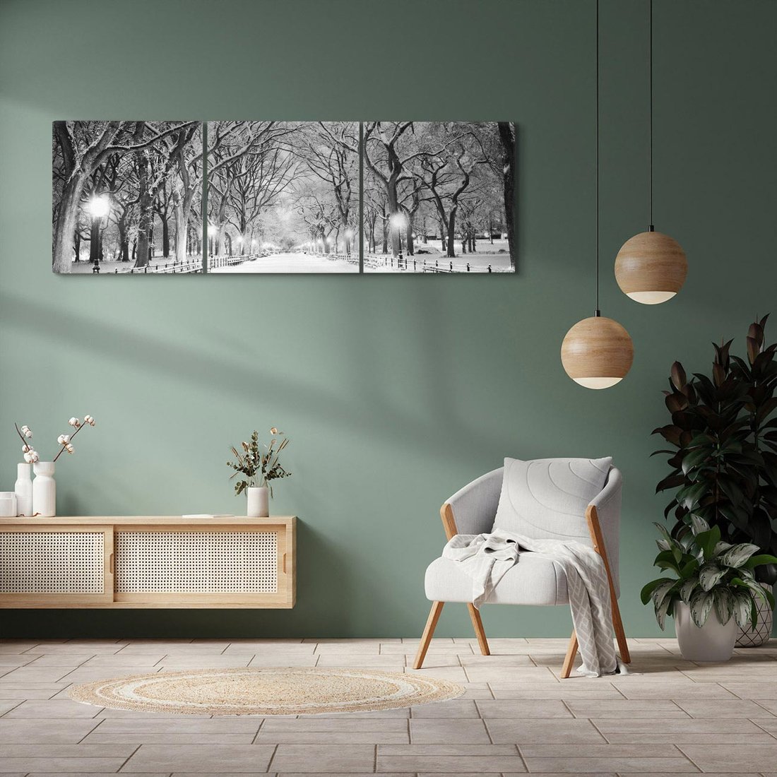 Obraz na płótnie 90x30 - cisza wśród drzew - zima, park