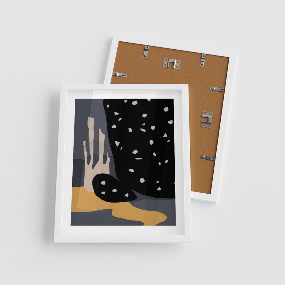 Plakat w ramie 40x50 - Formy Szarości - ciemny, mroczny plakat - rama biała