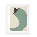 Plakat w ramie 50x70 - Granice Akwareli - abstrakcyjny minimalistyczny obraz, zielona papryczka - rama biała