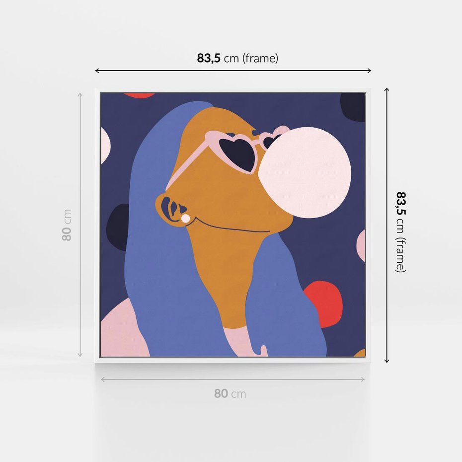 Obraz w ramie 80x80 - Odbicie Kobiety - nowoczesny plakat, styl retro - rama biała