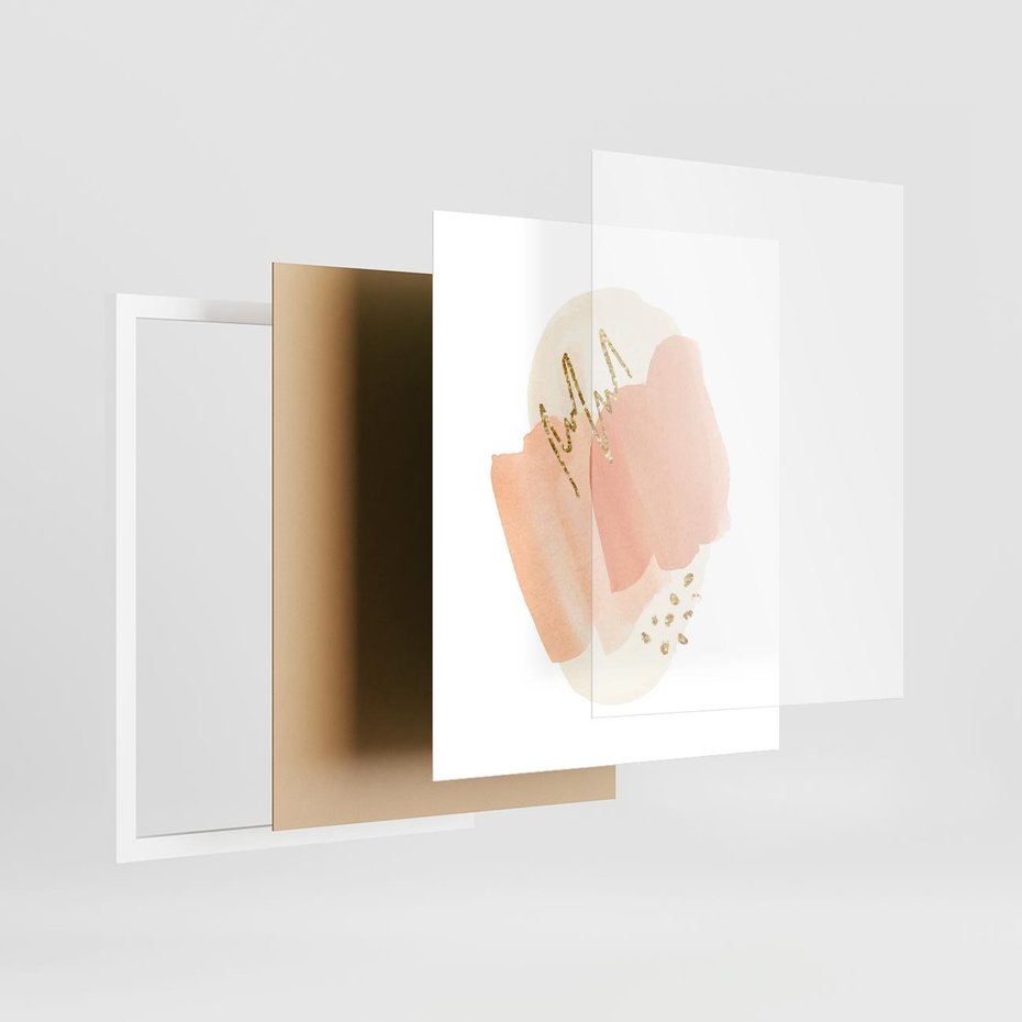 Plakat w ramie 40x50 - Rozbijające Plamy - abstrakcyjne akwarelowe plamy, minimalizm - rama biała