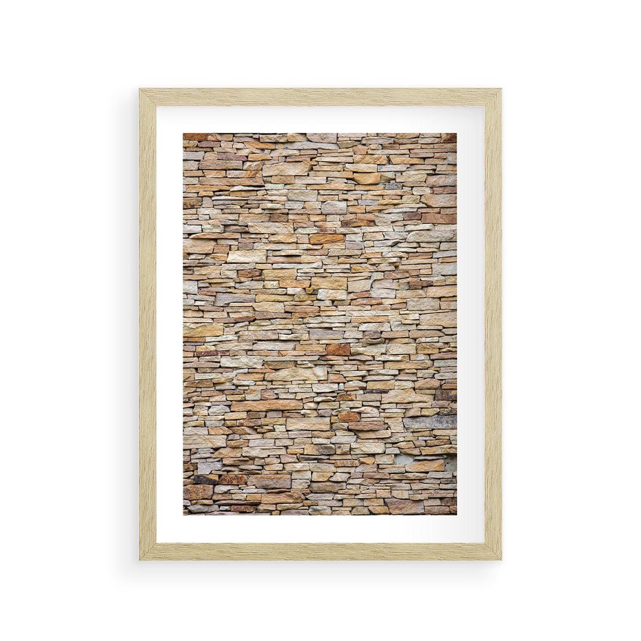 Plakat w ramie 30x40 - Mur z cegieł - surowa elegancja - mur, cegły - rama drewno