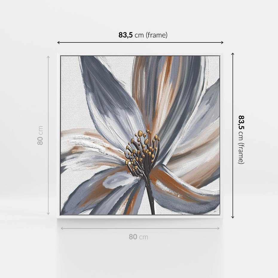 Obraz w ramie 80x80 - Olejne kwiaty - wyraz emocji - kwiaty, malowane - rama biała