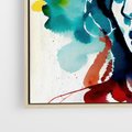 Obraz w ramie 70x50 - Abstrakcyjna ekstaza barw - abstrakcyjny portret kobiety, szkic czarną kreską - rama drewno