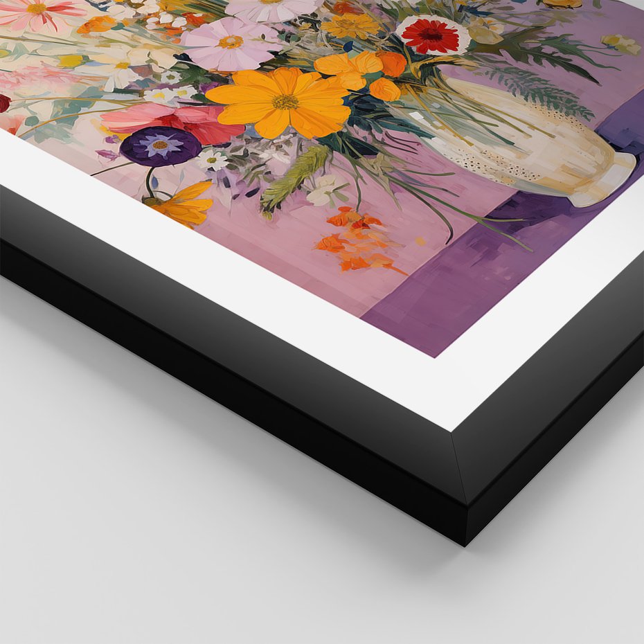 Zestaw obrazy w ramie 50x70 galeria - kwiaty, wazon, akwarela, pastele - rama czarna