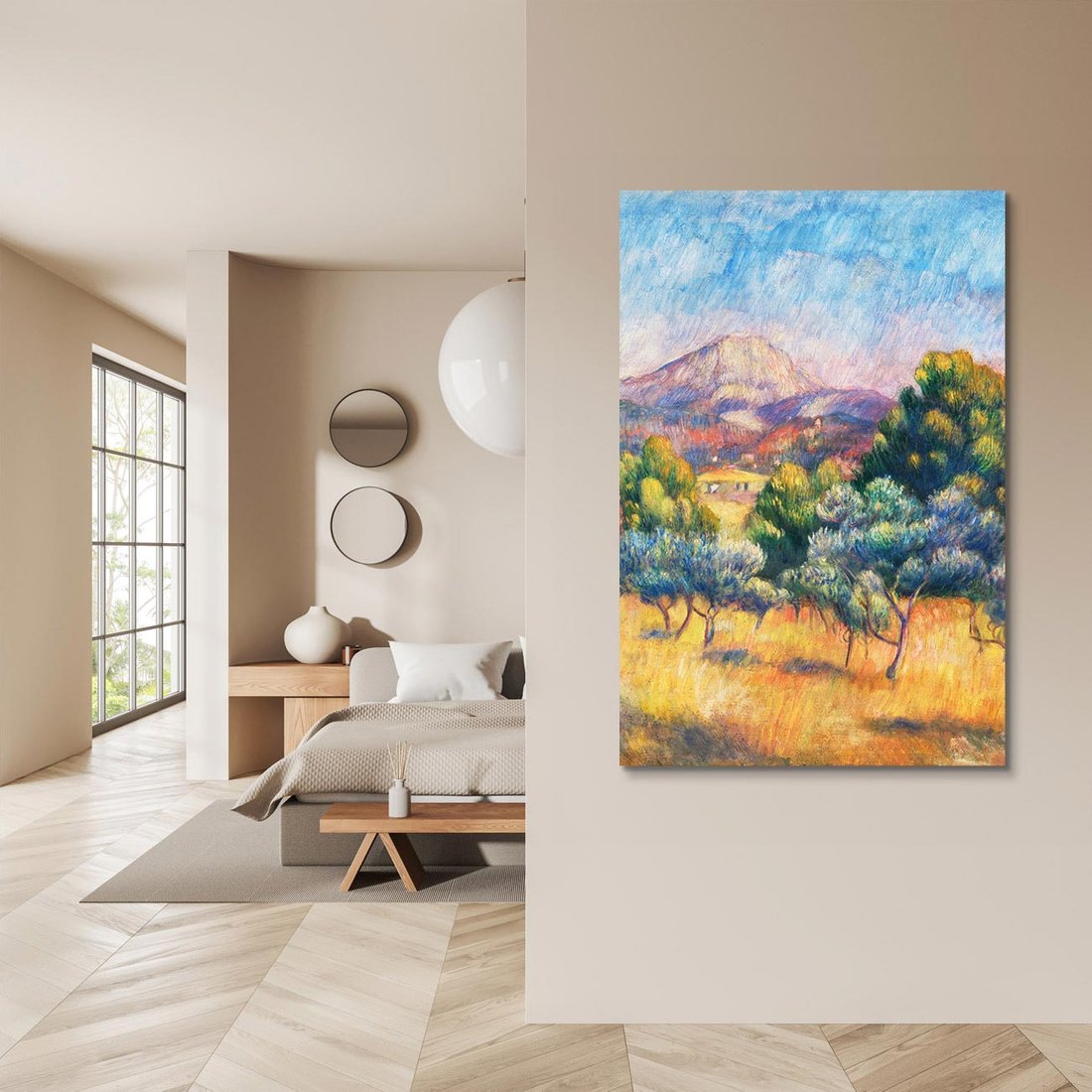 Obraz na płótnie 70x100 - Montagne Sainte-Victoire (Paysage) (1889), Pierre-Auguste Renoir - Reprodukcja - reprodukcja, obraz na płótnie