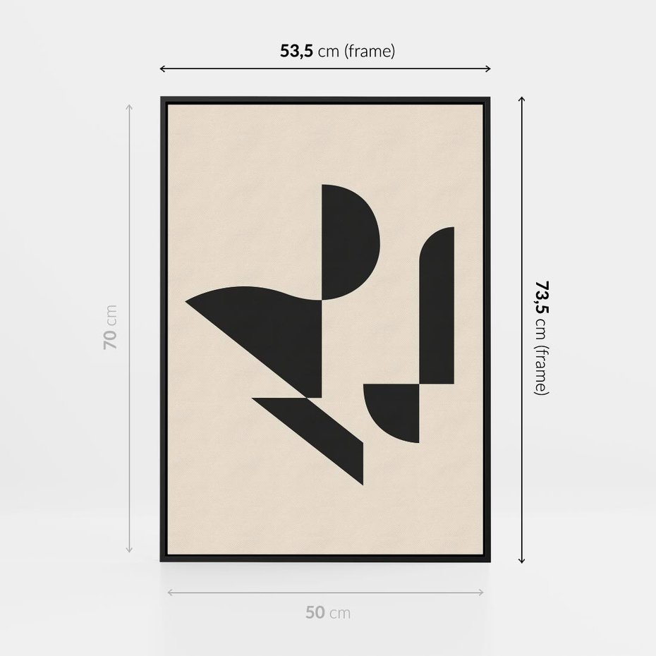 Obraz w ramie 50x70 - Rozkwitająca Abstrakcja - abstrakcyjne geometryczne kształty, minimalizm - rama czarna