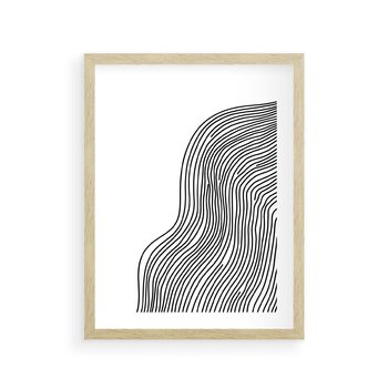 Plakat w ramie 40x50 - Refrakcje Przestrzeni - mnimalistyczna forma, czarne linie - rama drewno