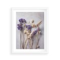Plakat w ramie 40x50 - Błękitno-Biała Harmonia - suszone kwiaty, błekitne - rama biała