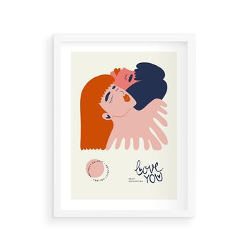 Plakat w ramie 40x50 - Rondo melancholii - para zakochanych, graficzny obraz - rama biała