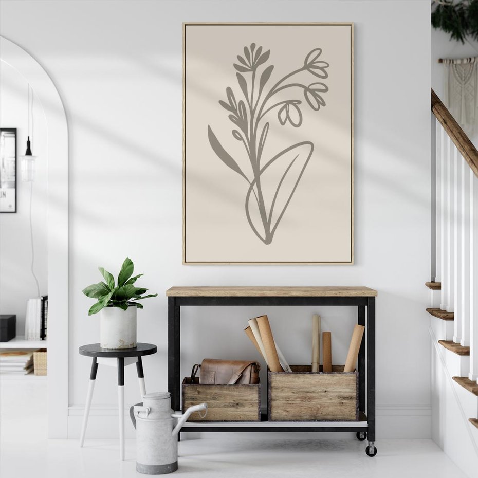 Obraz w ramie 50x70 - Kwiatowe Spektrum - nowoczesny plakat, subtelna sztuka - rama drewno