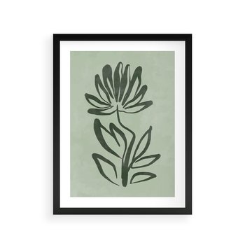 Plakat w ramie 30x40 - Zieleń Wyjątkowego Ukojenia - zielona abstrakcja, zgaszona zieleń - rama czarna