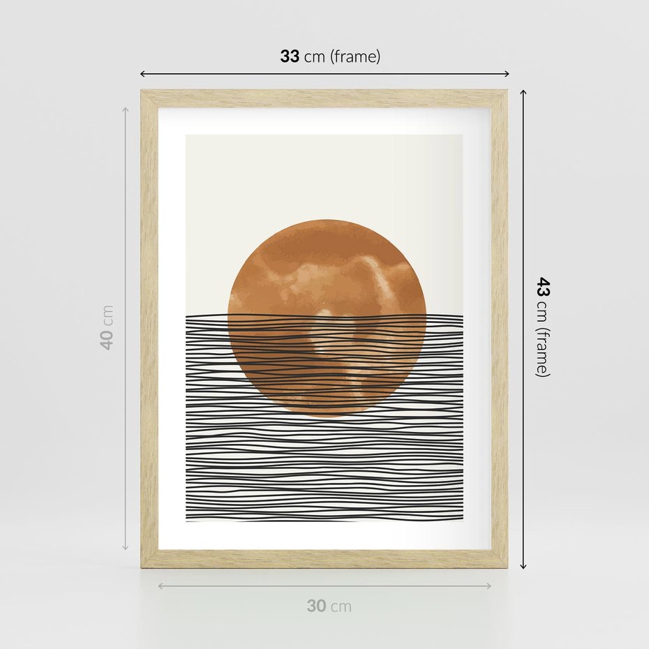 Plakat w ramie 30x40 - Okrąg Mocy - boho obraz, geometria - rama drewno