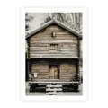 Plakat bez ramy 50x70 - Stary Drewniany Dom w Śniegu - stary drewniany dom, zima