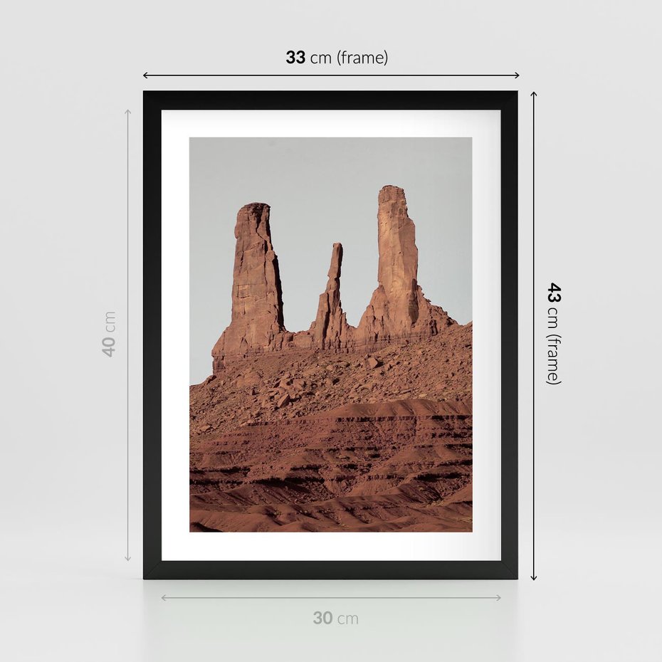 Plakat w ramie 30x40 - Surowość Pustyni - pustynia, kanion - rama czarna