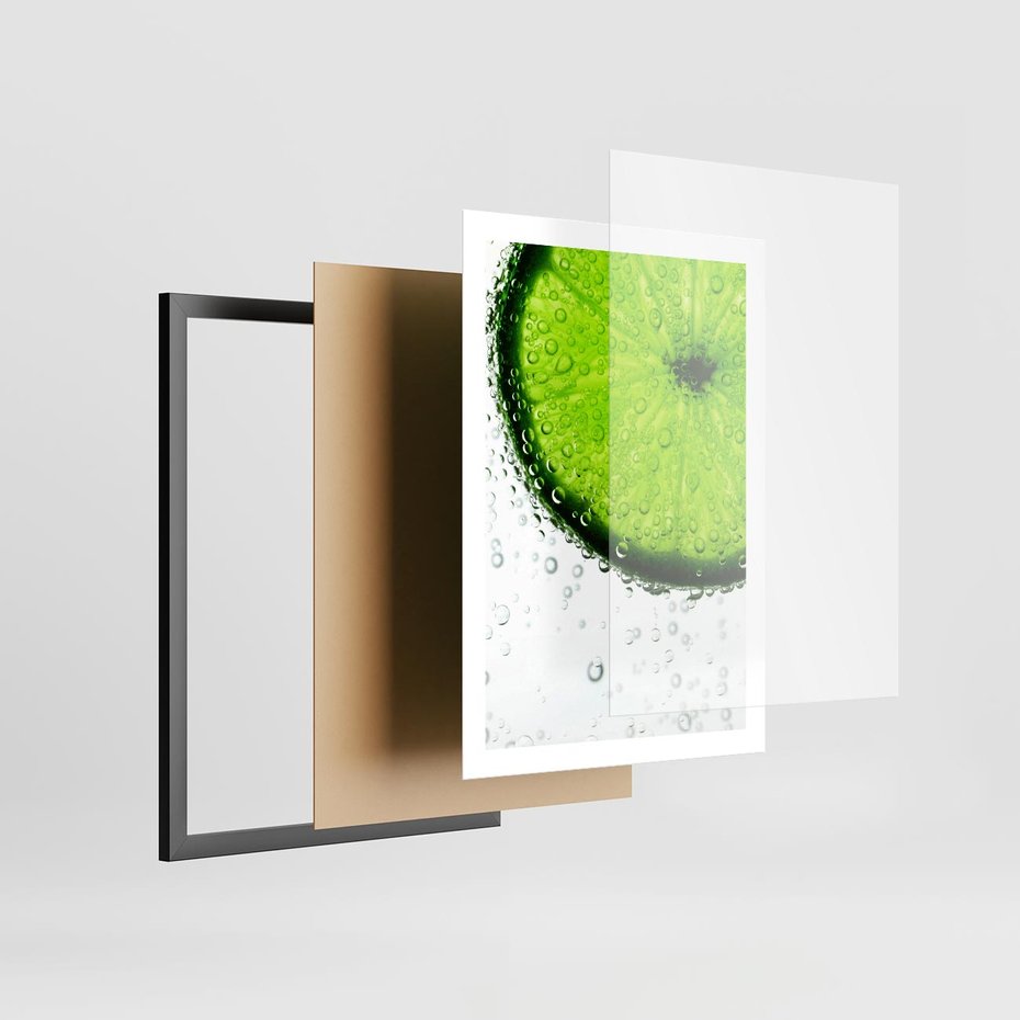 Plakat w ramie 50x70 - Świeżość i kwasowość limonki - limnka, owoce - rama czarna