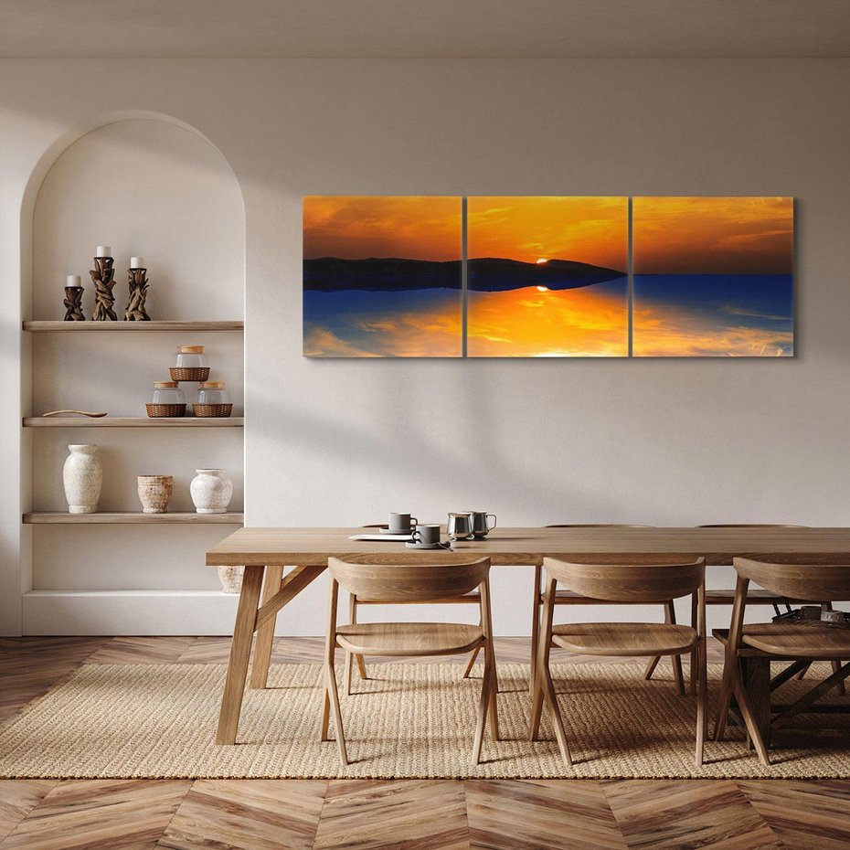 Obraz na płótnie 90x30 - Zachód słońca nad oceanem - zachód słońca,