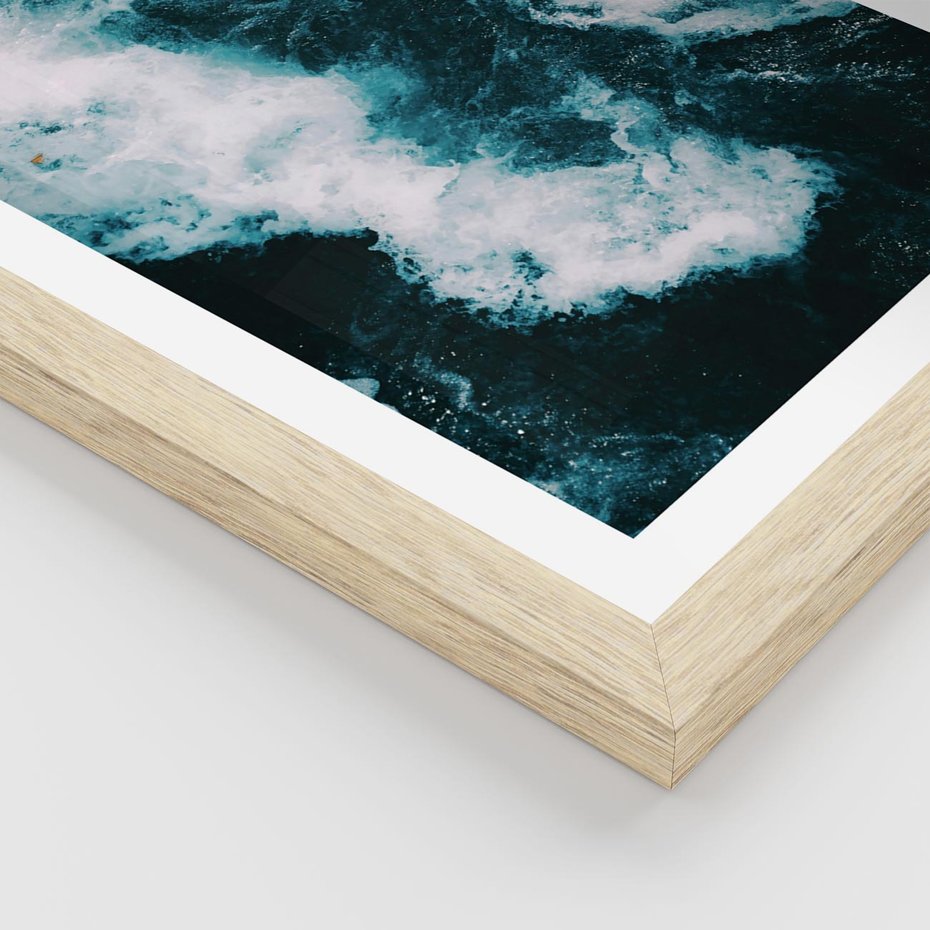 Plakat w ramie 40x50 - Fale w Odcieniach Turkusu - ocean, fale - rama drewno