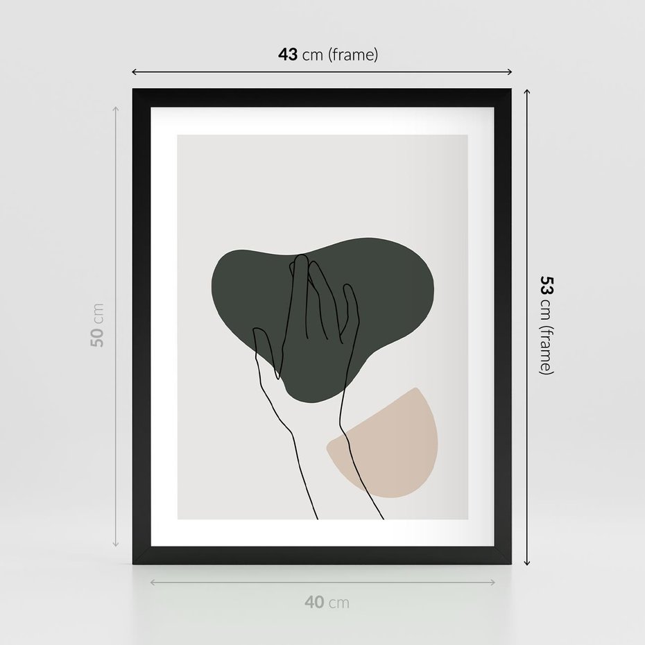 Plakat w ramie 40x50 - Bezczasowe Echo - szkic jedną linią, one line - rama czarna