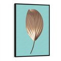 Obraz w ramie 50x70 - Delikatna Harmonia - złote, liście - rama czarna