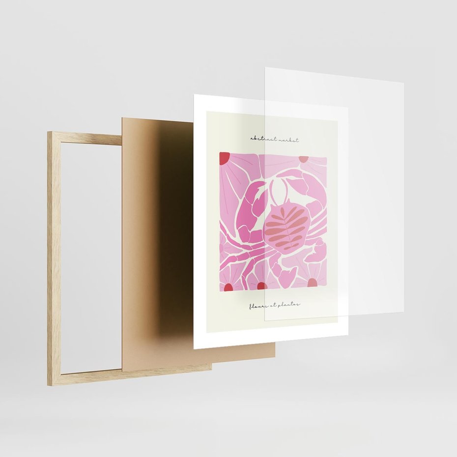 Plakat w ramie 40x50 - Rozświetlone Impresje - abstrakcyjny plakat, krab - rama drewno