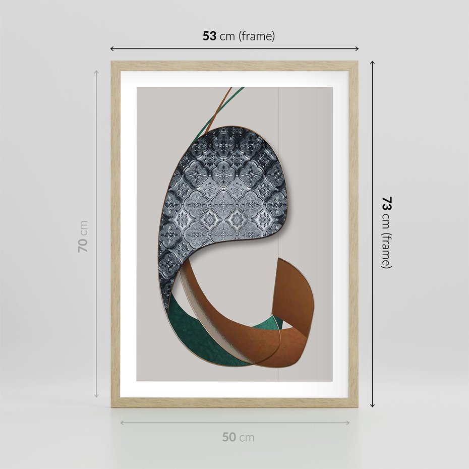 Plakat w ramie 50x70 - Abstrakcyjne Światy Geometrii - nowoczesny, geometryczny - rama drewno