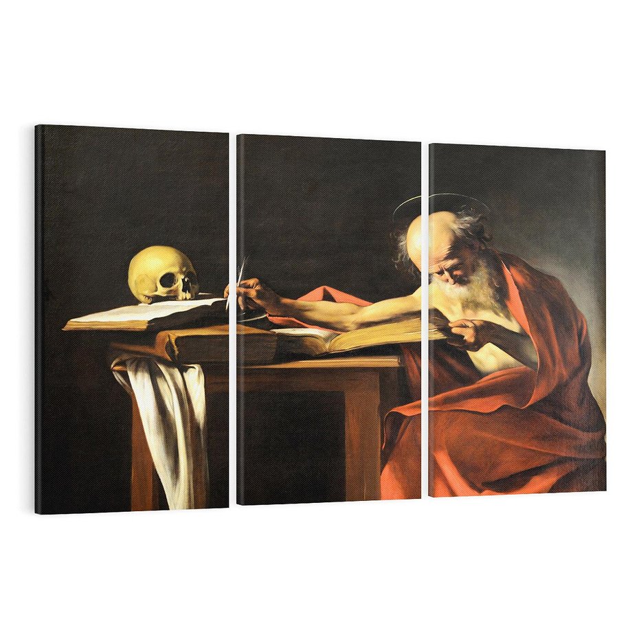 Obraz na płótnie 120x80 - "Św. Hieronim piszący" (1606), Caravaggio - Reprodukcja - reprodukcja, obraz na płótnie