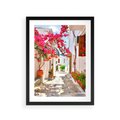 Plakat w ramie 30x40 - Kwiatowa uliczka wakacji - kwiaty, uliczka - rama czarna
