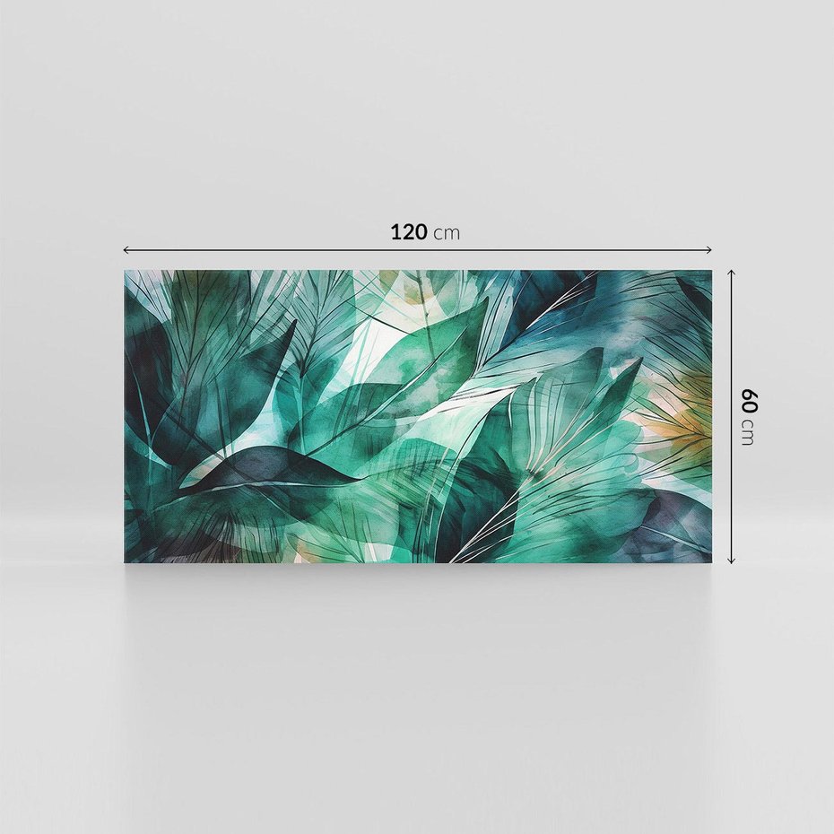 Obraz na płótnie 120x60 - Zieleń Tropików - tropikalne zielone liście palmy, monstera