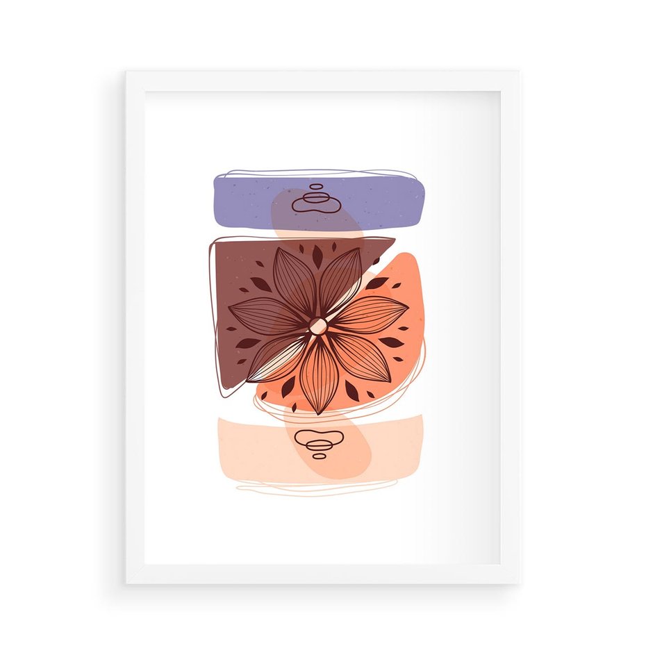 Plakat w ramie 50x70 - Kwiatowa Oaza - abstrakcyjna sztuka, plamy - rama biała