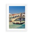 Plakat w ramie 50x70 - Romantyczna przejażdżka gondolą w Wenecji - Wenecja, gondola - rama biała
