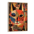 Obraz w ramie 80x120 - Impresje Nieznanych Odniesień - abstrakcyjny obraz olejny, kot - rama drewno