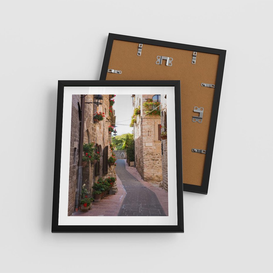 Plakat w ramie 40x50 - Miłość na Romantycznej Uliczce - romantyczna, uliczka - rama czarna