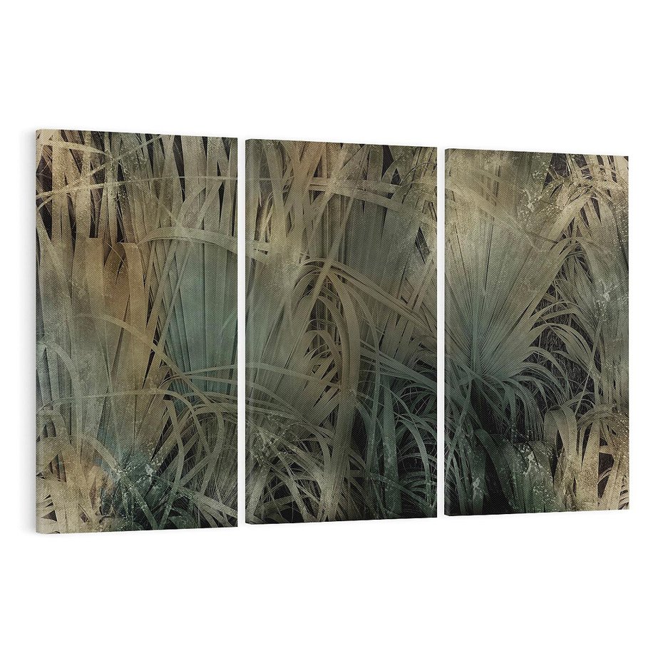 Obraz na płótnie 120x80 - Światło w mroku duszy - liście traw, mroczny klimat