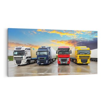 Obraz na płótnie 120x60 - Tiry i samochody w ruchu - ciężarówki, tiry