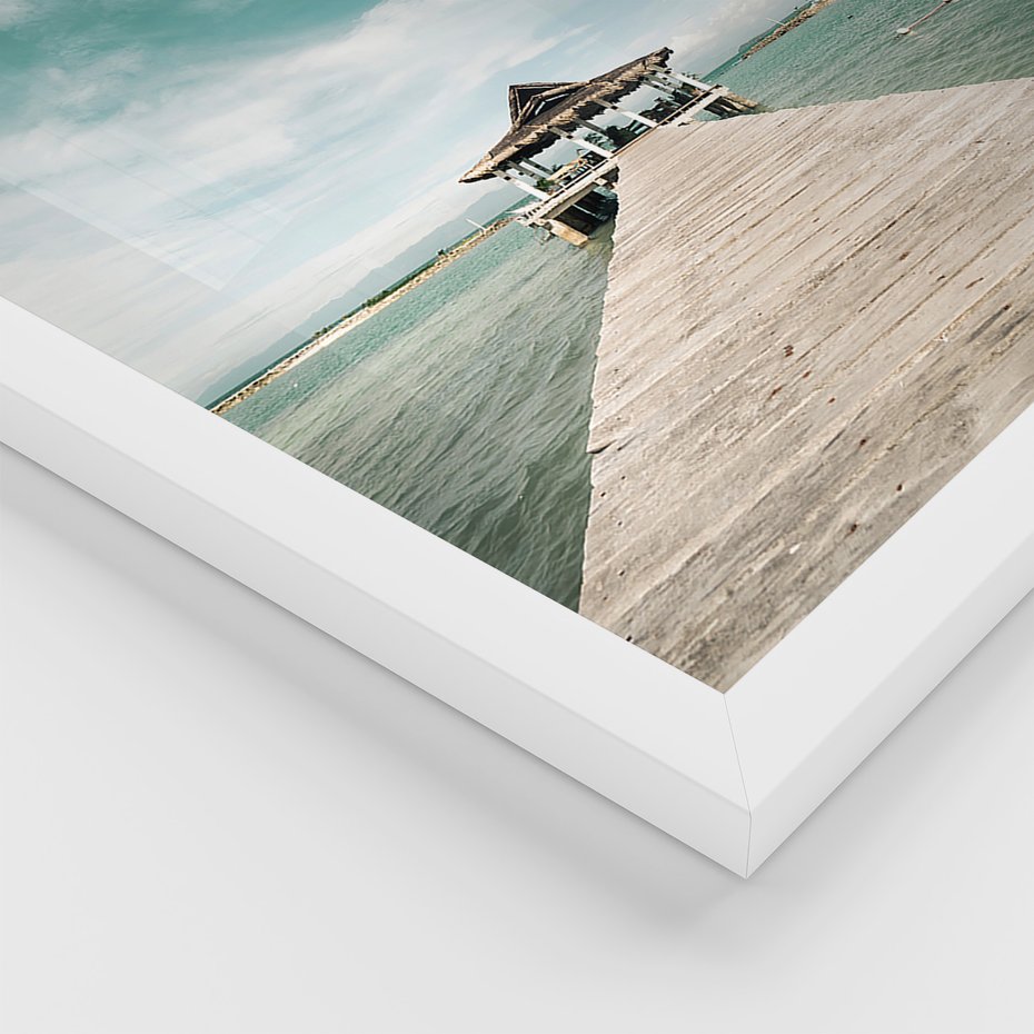 Zestaw obrazy w ramie 50x70 galeria - Plaża, palmy, hawaje, morze - rama biała