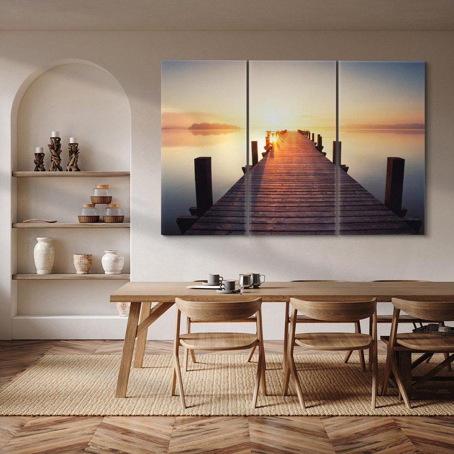 Obraz na płótnie 120x80 - Morze w blasku molo - morze, molo