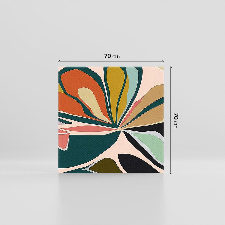 Obraz na płótnie 70x70 - Kolory Ziemi - olejny obraz, abstrakcja w kształcie kwiatu