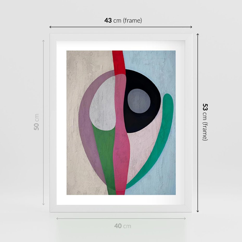 Plakat w ramie 40x50 - Wibracje Kolorów Marzeń - abstrakcyjne dziwne kształty, olejny obraz - rama biała