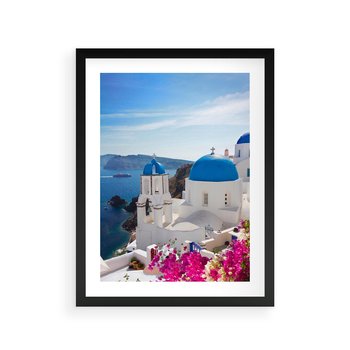 Plakat w ramie 40x50 - Perspektywa na Santorini - Santorini, perspektywa - rama czarna