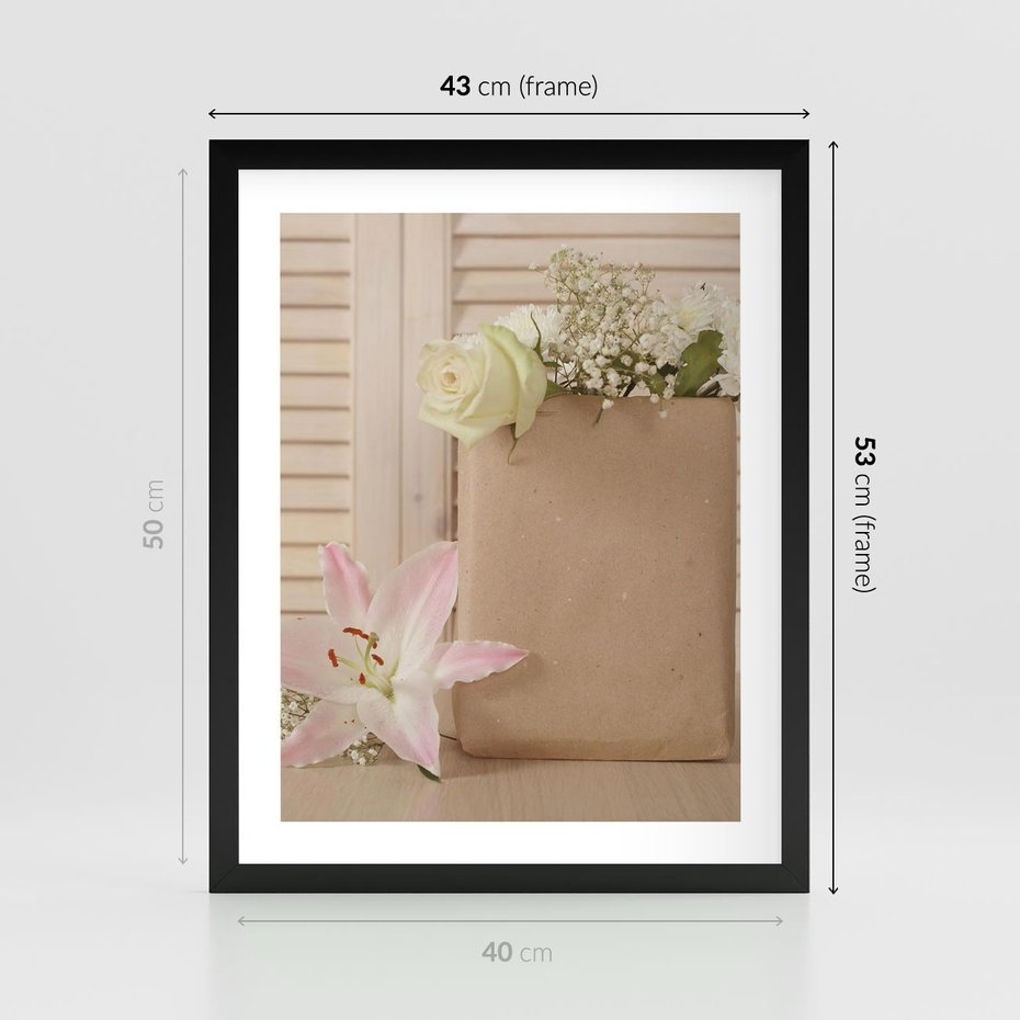 Plakat w ramie 40x50 - Elegancja W Prostocie - kwiaty, mnimalizm - rama czarna